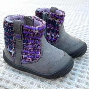 stride rite purple gray zip up baby bootie size 4